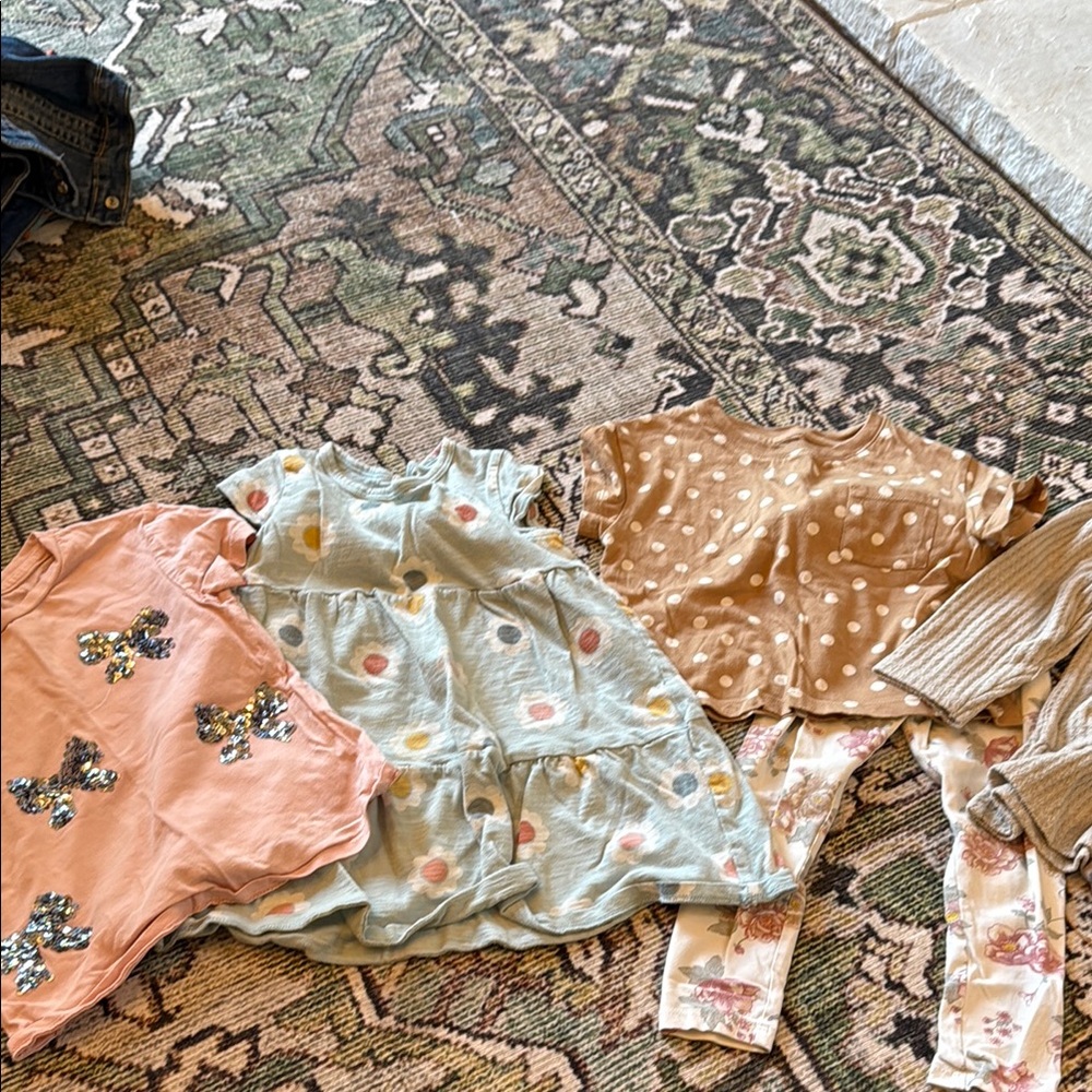 Adorable Kids' Clothing Set with Floral and Polka Dot Patterns